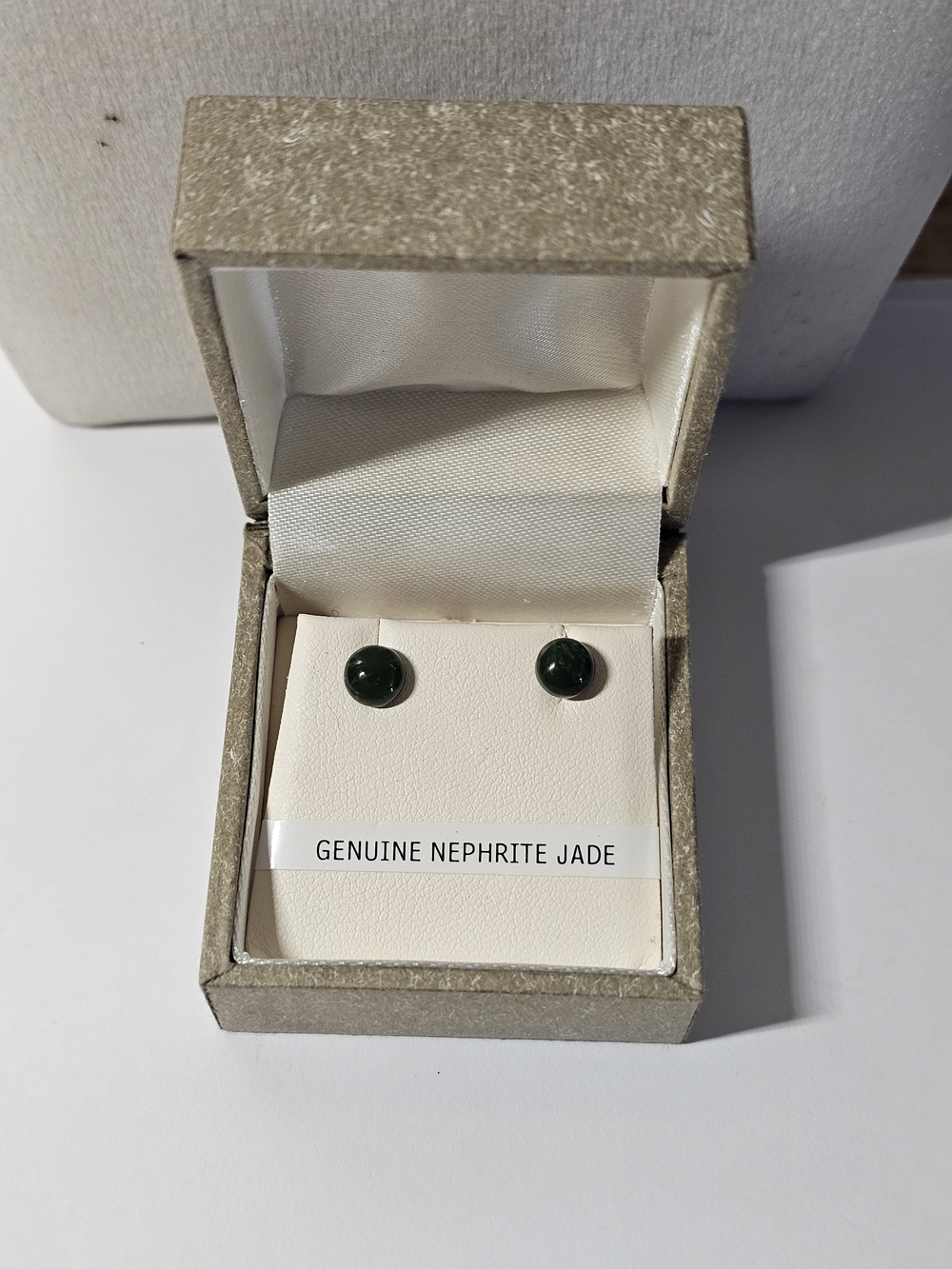 Jade Deep Green Nephrite Stud Earrings